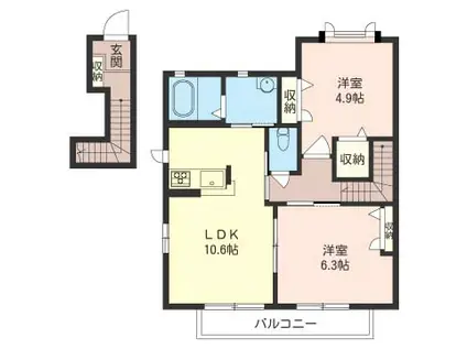 ソレイユ湘南IIIA(2LDK/2階)の間取り写真