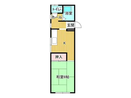 コーポ旭ヶ丘(1DK/1階)の間取り写真