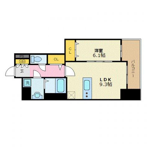プレサンス広島中央(1LDK/6階)の間取り写真