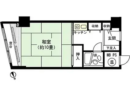 ライオンズマンション石打丸山(1K/4階)の間取り写真