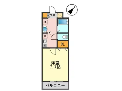 ヴィルハープ新小岩(1K/2階)の間取り写真
