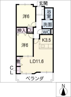 PARCIO可児(2LDK/1階)の間取り写真