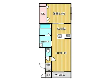 JR根室本線 西帯広駅 徒歩2分 3階建 築1年(1LDK/3階)の間取り写真