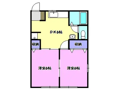 プランドール谷井田(2DK/1階)の間取り写真