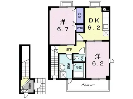 ハナブサ (2DK/2階)の間取り写真