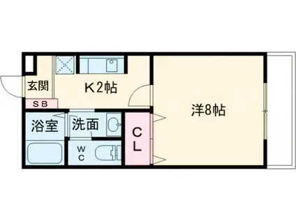 ハイツ浅霧(1K/2階)の間取り写真