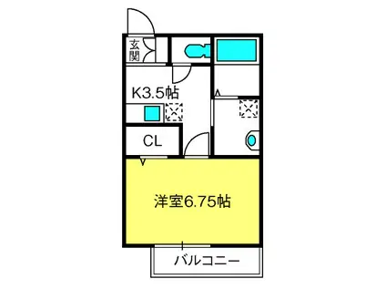 サン・パル(1K/2階)の間取り写真