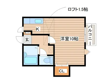 カリヨンコート(ワンルーム/2階)の間取り写真