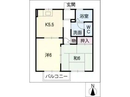 フレグランス花水木(2K/2階)の間取り写真