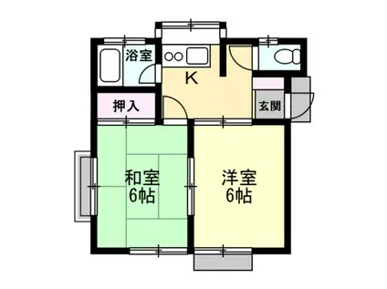 Kコーポ(2K/2階)の間取り写真