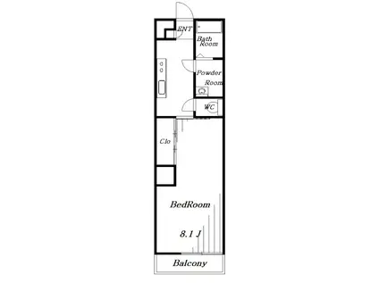 リブリ・パドル(1K/2階)の間取り写真