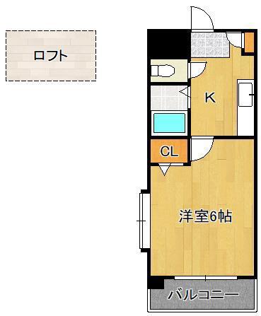 ロイヤルヒルズ黒崎壱番館(1K/4階)の間取り写真
