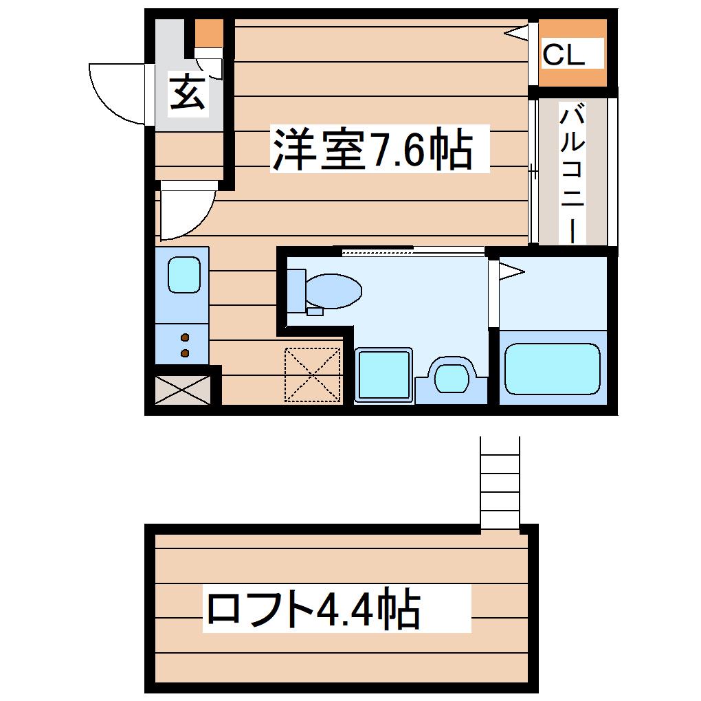 シエル若林(ワンルーム/1階)の間取り写真