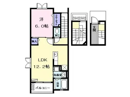 プリムローズIII(1LDK/3階)の間取り写真