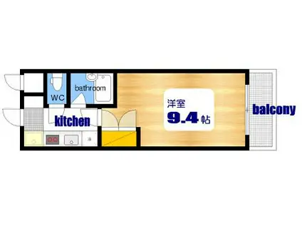 サンシャレオ城北(1K/8階)の間取り写真