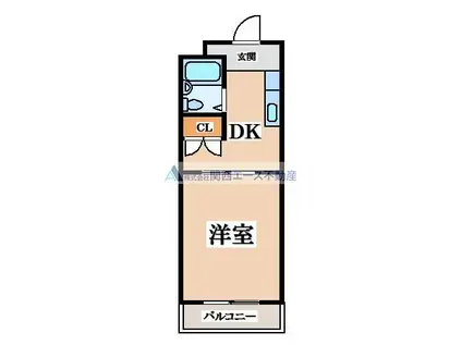 若江岩田CTスクエア(1DK/4階)の間取り写真