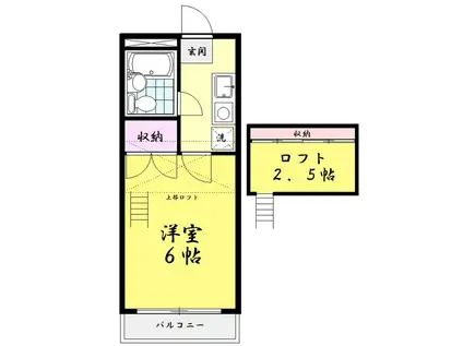 第6シティハイム(1K/2階)の間取り写真