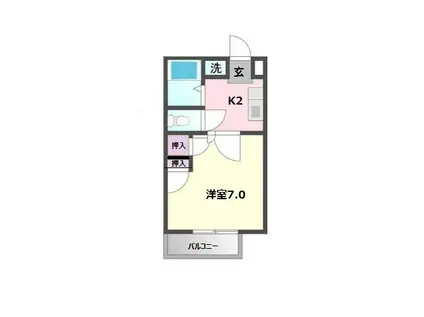ビレッジK2(1K/2階)の間取り写真