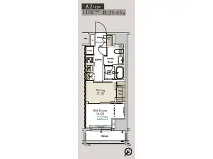 アーバンコア月島(1DK/12階)の間取り写真