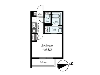 相模原市南区相武台2丁目2アパート(1K/3階)の間取り写真