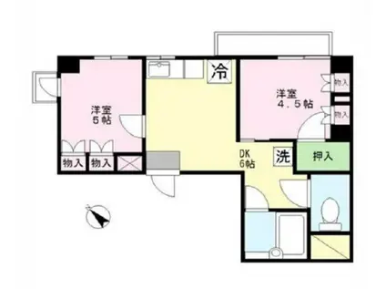 JLBグランエクリュ後楽園(2DK/2階)の間取り写真