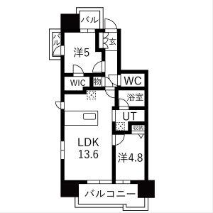 ダイアパレス セントラル ザ・フォート(2LDK/11階)の間取り写真