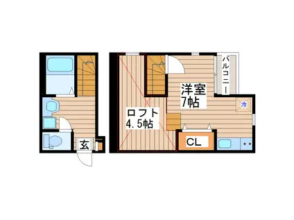 RIZEST六丁の目(ワンルーム/2階)の間取り写真