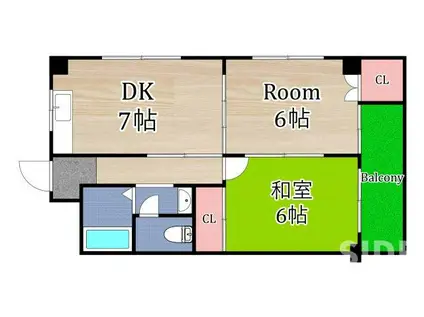 マンションコスモ(2DK/2階)の間取り写真