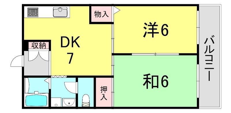ハイツRISA(2DK/2階)の間取り写真