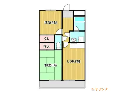 ハイツなかじま(2LDK/3階)の間取り写真