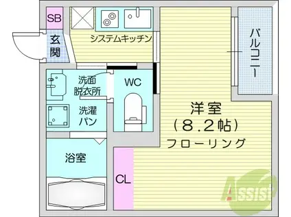AZUL塩釜3(1K/3階)の間取り写真