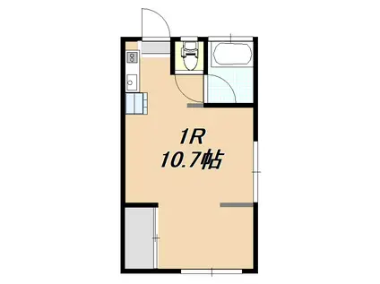 ビンアパート(1K/2階)の間取り写真