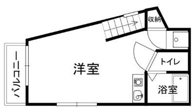 ベルフラワー岡町(1K/3階)の間取り写真