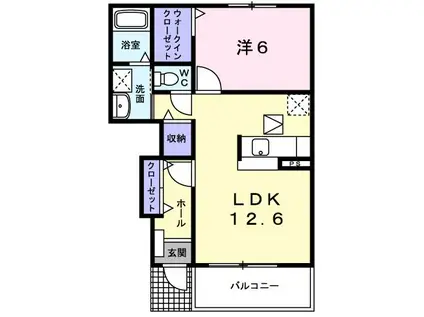 プライムA(1LDK/1階)の間取り写真