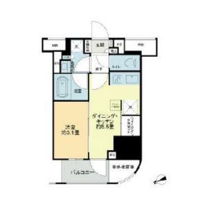 ライオンズミレス蔵前(1DK/10階)の間取り写真