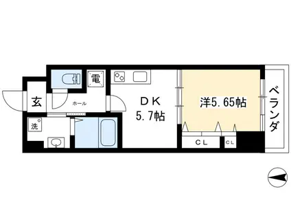 ブリエ三竹(1DK/1階)の間取り写真