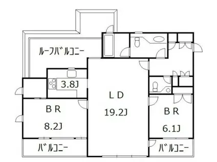 祐天寺イースト(2LDK/4階)の間取り写真