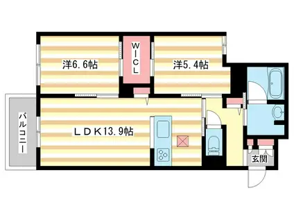 シャーメゾン 新大宮(2LDK/1階)の間取り写真