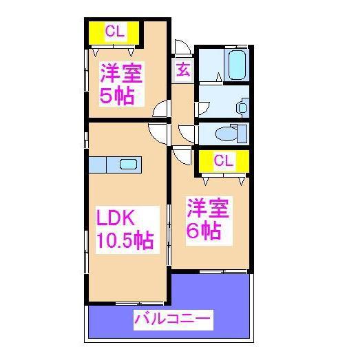 レジデンス内山田(2LDK/1階)の間取り写真
