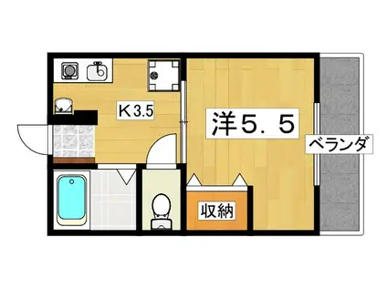 レジデンス2(1K/2階)の間取り写真