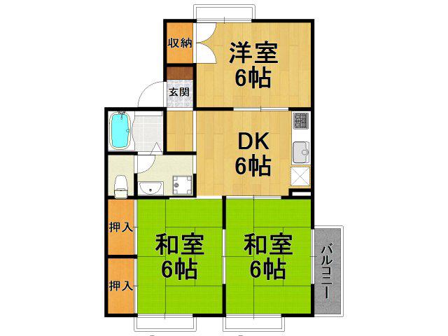 メゾンフレール(3DK/1階)の間取り写真