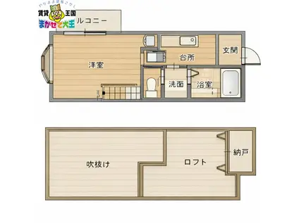 RYOWA医学部通2(1K/1階)の間取り写真