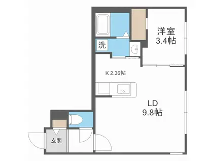 LA CASA DEL SOLE(1LDK/3階)の間取り写真