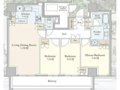 クラッシィタワー新宿御苑(3LDK/21階)の間取り写真