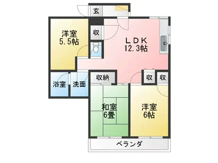 タウンコート花澤(3LDK/4階)の間取り写真