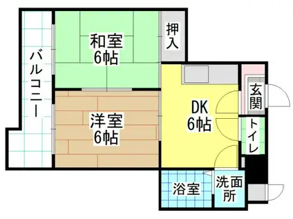 ヴィレッジ皆好園(2DK/8階)の間取り写真
