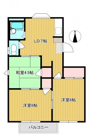 アーバンハイツ川入(3DK/1階)の間取り写真