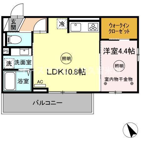D-ROOMM.K(1LDK/2階)の間取り写真