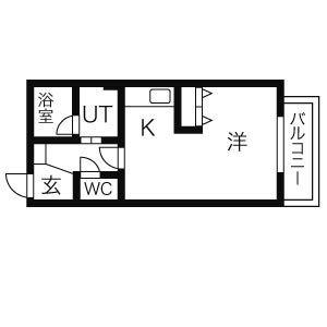 フランドール22(1K/4階)の間取り写真
