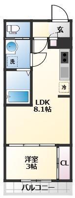 ブラン台原(1LDK/2階)の間取り写真